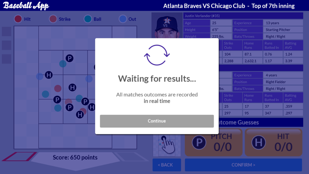 "Baseball app" gameplay screenshoot.