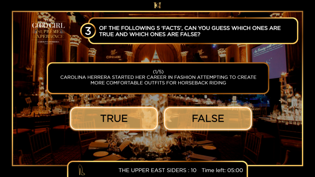 True- false on Carolina Herrera's Advergame.