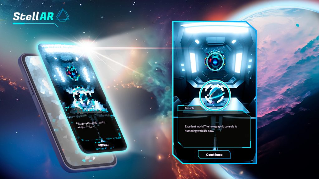 "StellAR" is an aumented reality space adventure, which works with cellphones.